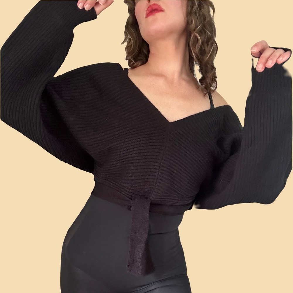Black knit cropped sweater